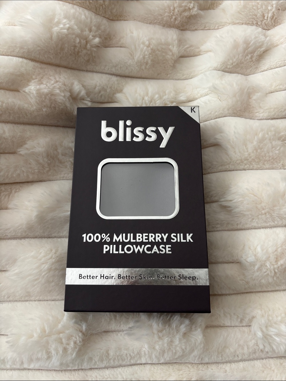 BRAND NEW Blissy 100% Mulberry Silk King Pillowcase - Dark Grey